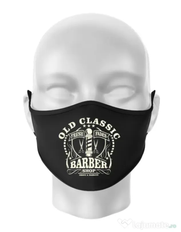 Masca personalizata reutilizabila Old Classic Barber Negru