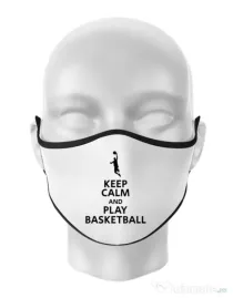 Masca personalizata reutilizabila Play basketball Alb