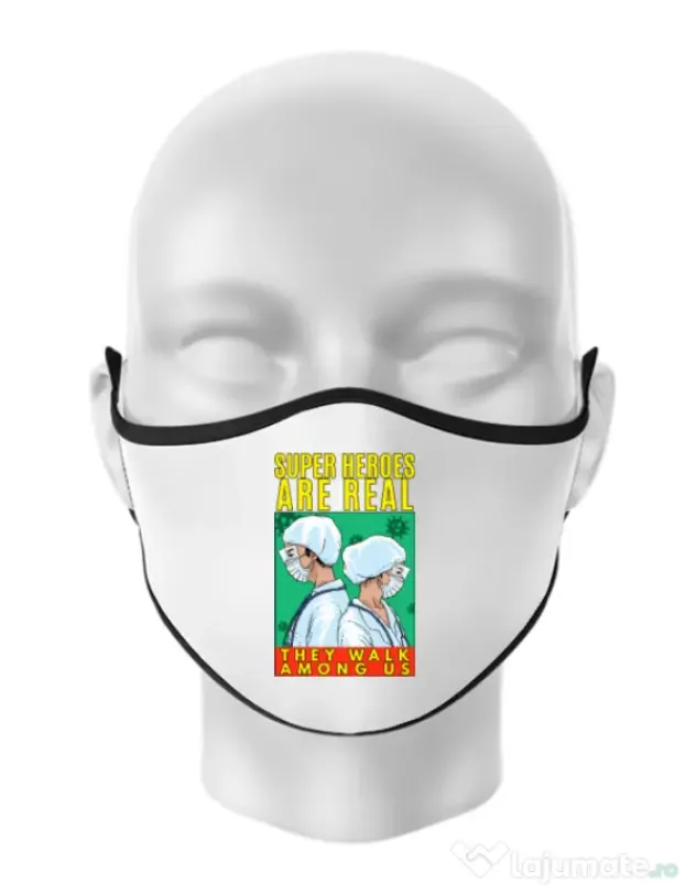 Masca personalizata reutilizabila Real super heroes Alb