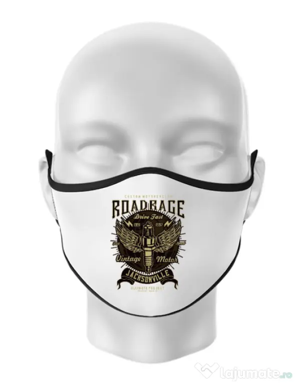 Masca personalizata reutilizabila Road Rage Alb