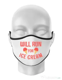 Masca personalizata reutilizabila Running for ice cream Alb