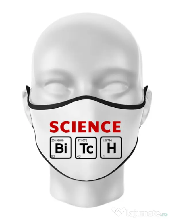 Masca personalizata reutilizabila Science Bitch Alb