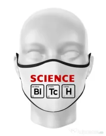 Masca personalizata reutilizabila Science Bitch Alb