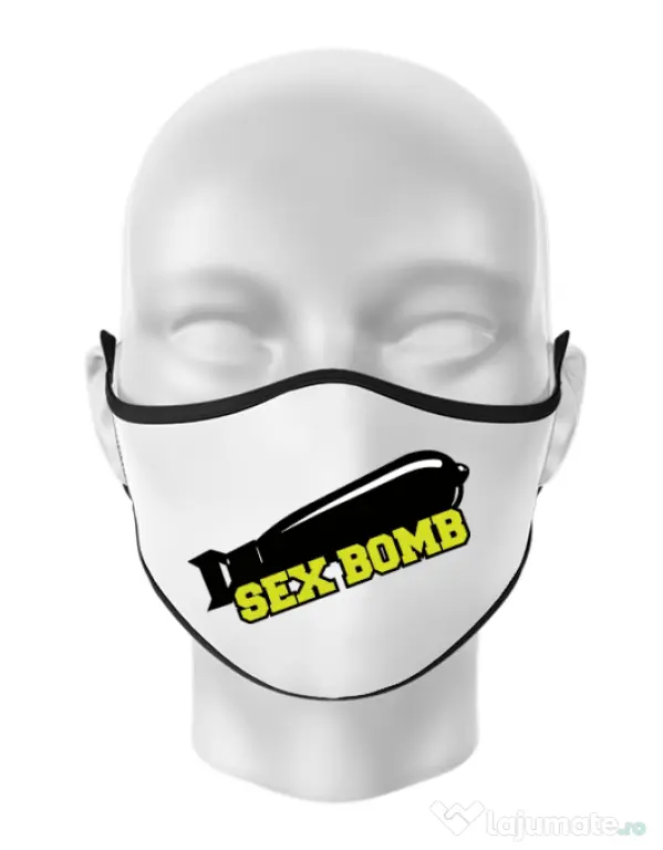 Masca personalizata reutilizabila Sex bomb Alb