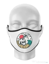 Masca personalizata reutilizabila Skull and beach Alb