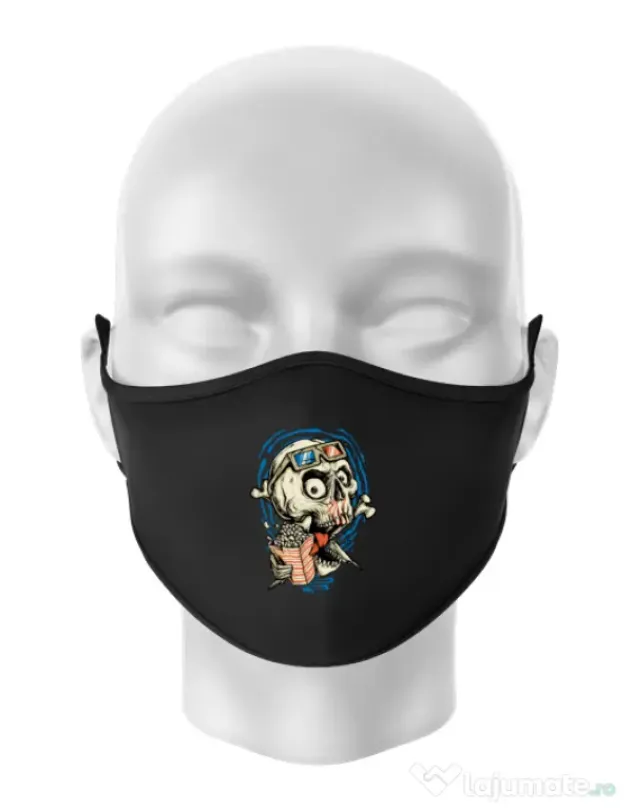 Masca personalizata reutilizabila Skull Movie Negru