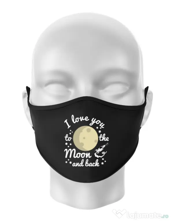 Masca personalizata reutilizabila To the moon and back Negru