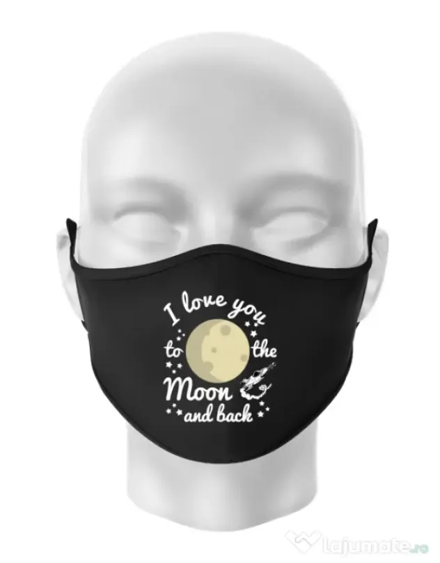 Masca personalizata reutilizabila To the moon and back Negru