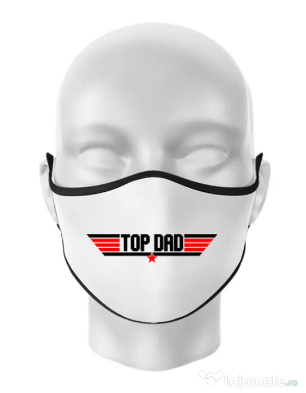 Masca personalizata reutilizabila Top dad Alb