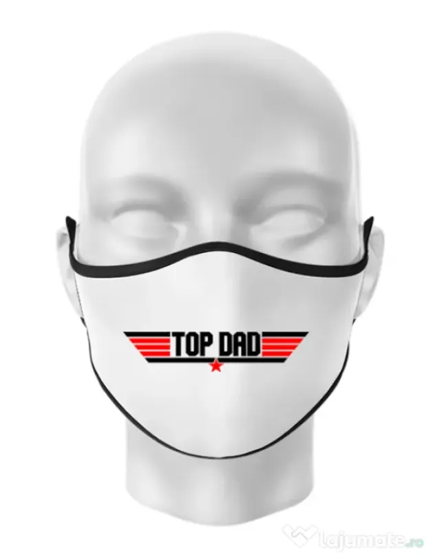 Masca personalizata reutilizabila Top dad Alb
