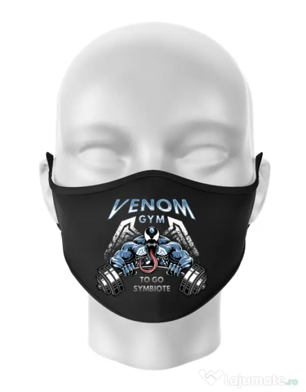 Masca personalizata reutilizabila Venom gym Negru