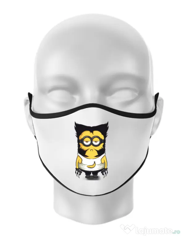 Masca personalizata reutilizabila Wolve minion Alb