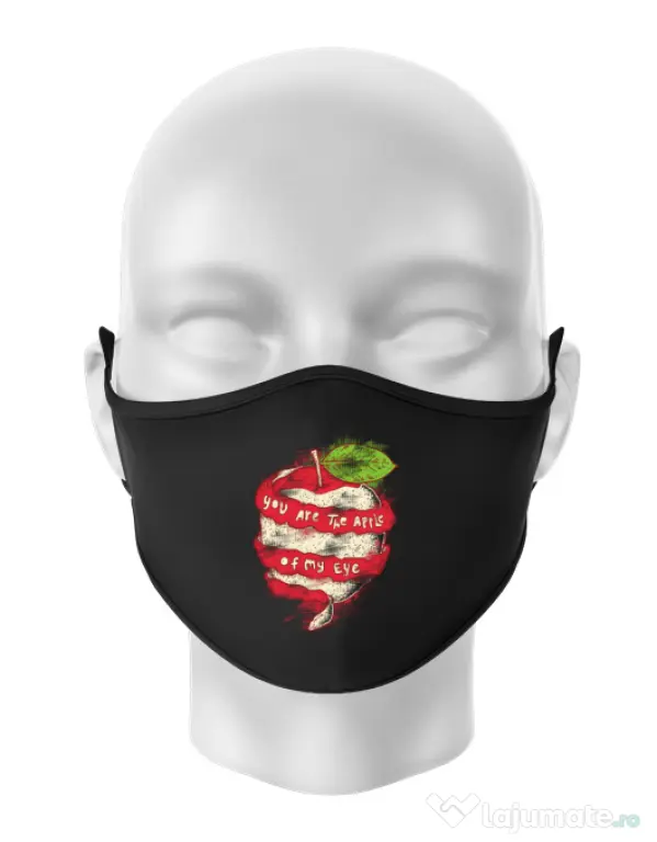 Masca personalizata reutilizabila You are the apple of my eye Negru