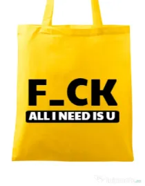 Sacosa din panza All i need is U Galben