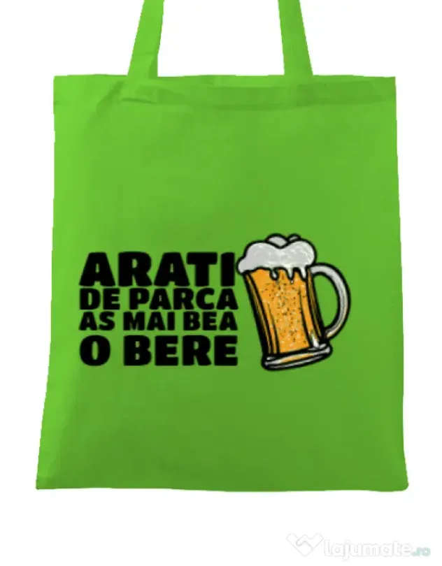 Sacosa din panza As mai bea o bere Verde mar