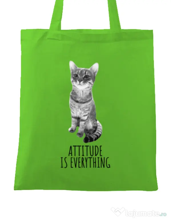 Sacosa din panza Attitude is everything Verde mar