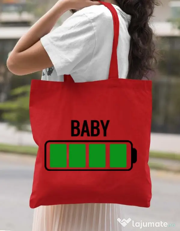 Sacosa din panza Baby battery Rosu