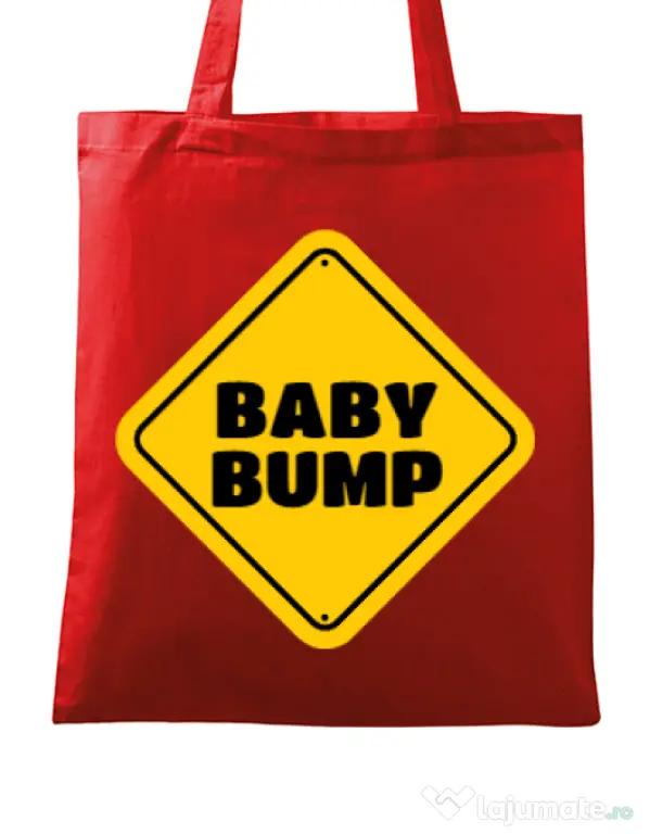 Sacosa din panza Baby bump Rosu