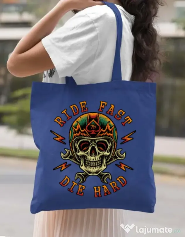 Sacosa din panza Bad rider Albastru regal