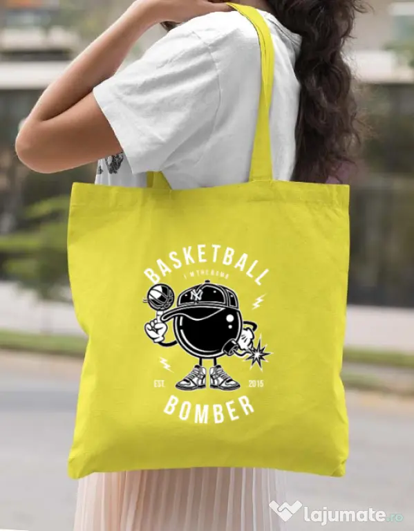 Sacosa din panza Basketball Bomber Galben