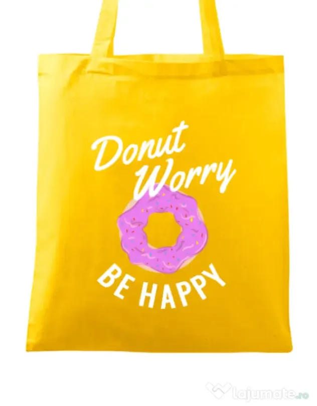 Sacosa din panza Be happy Galben