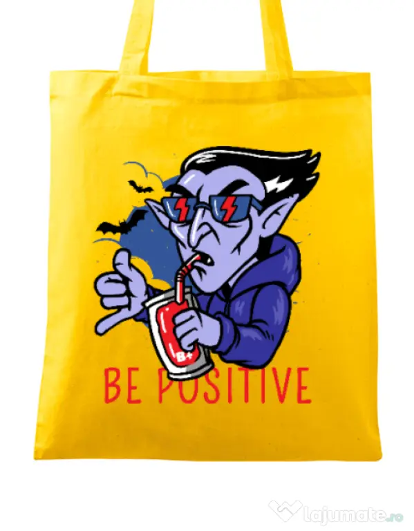Sacosa din panza Be positive Galben