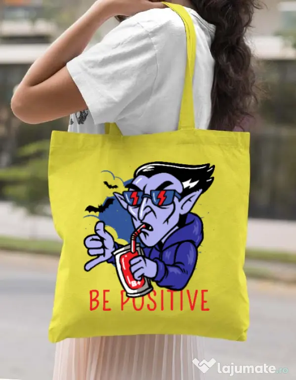 Sacosa din panza Be positive Galben
