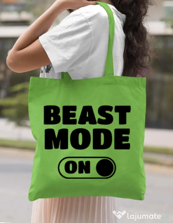 Sacosa din panza Beast mode Verde mar