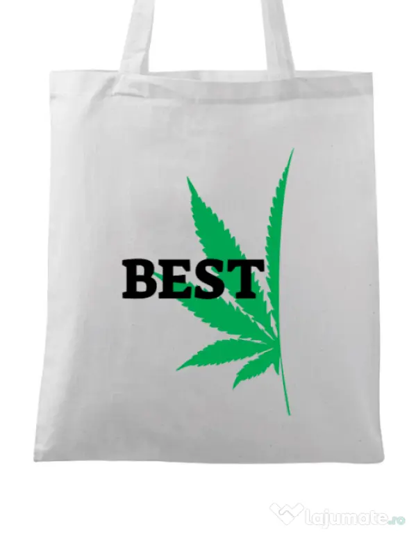 Sacosa din panza Best buds 1 Alb