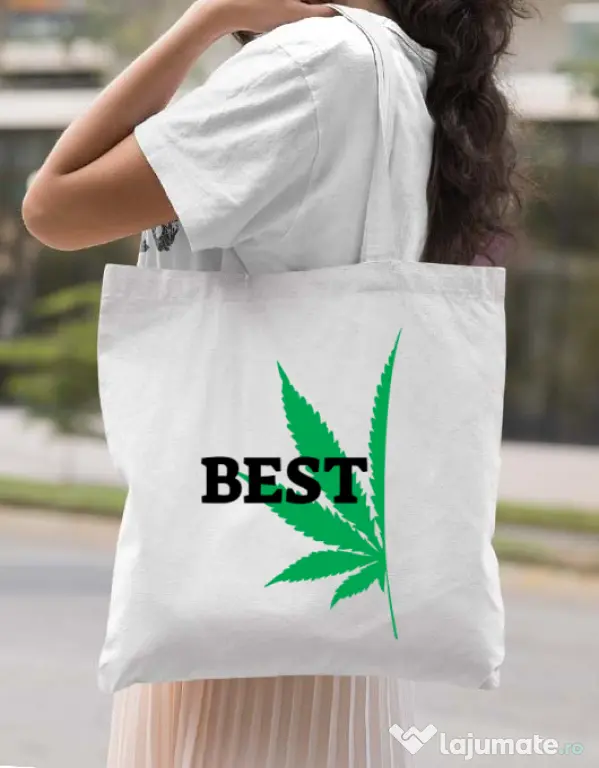 Sacosa din panza Best buds 1 Alb