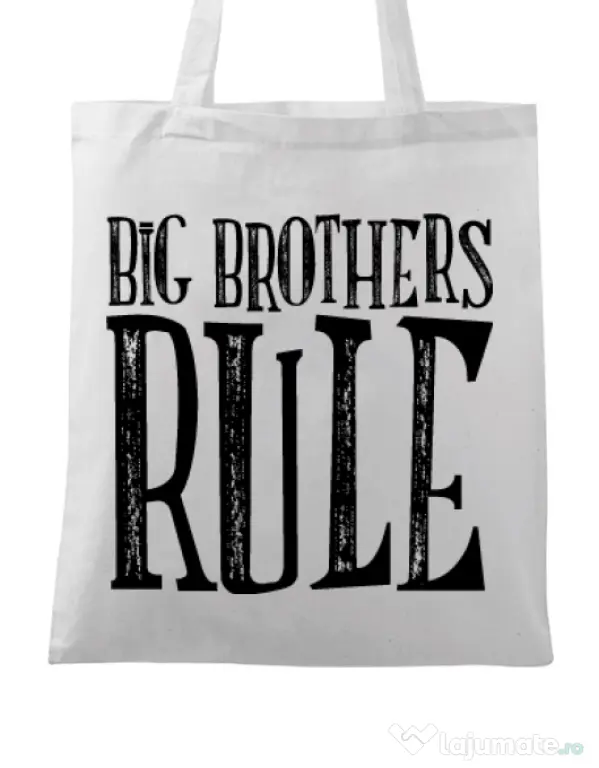 Sacosa din panza Big brothers rule Alb