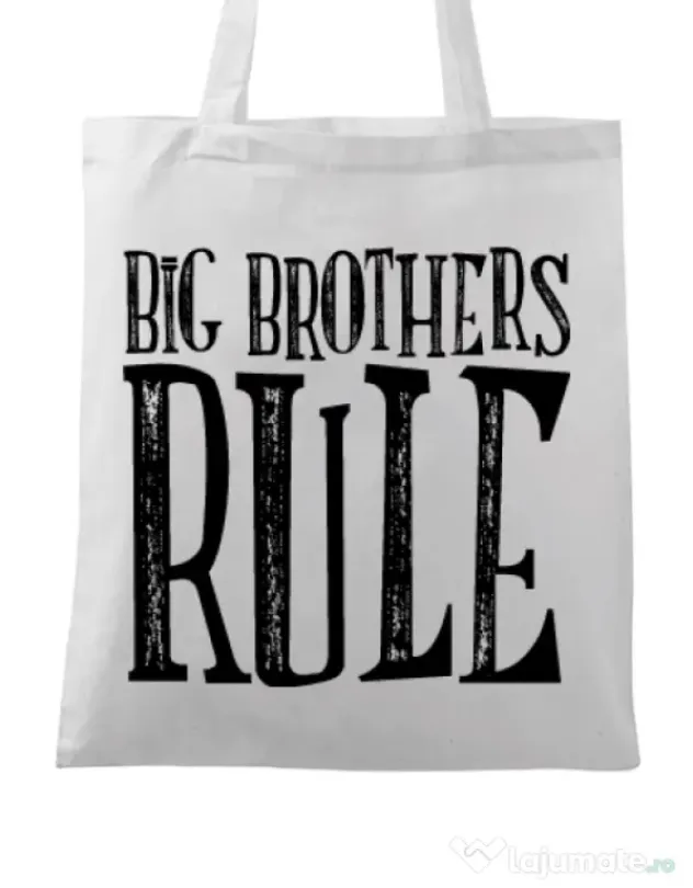 Sacosa din panza Big brothers rule Alb
