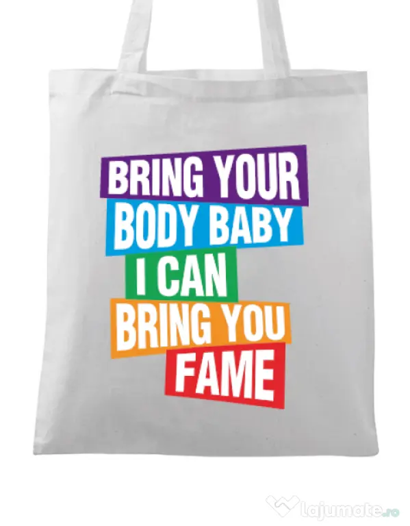 Sacosa din panza Bring your body Alb