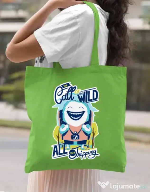 Sacosa din panza Call of the wild Verde mar