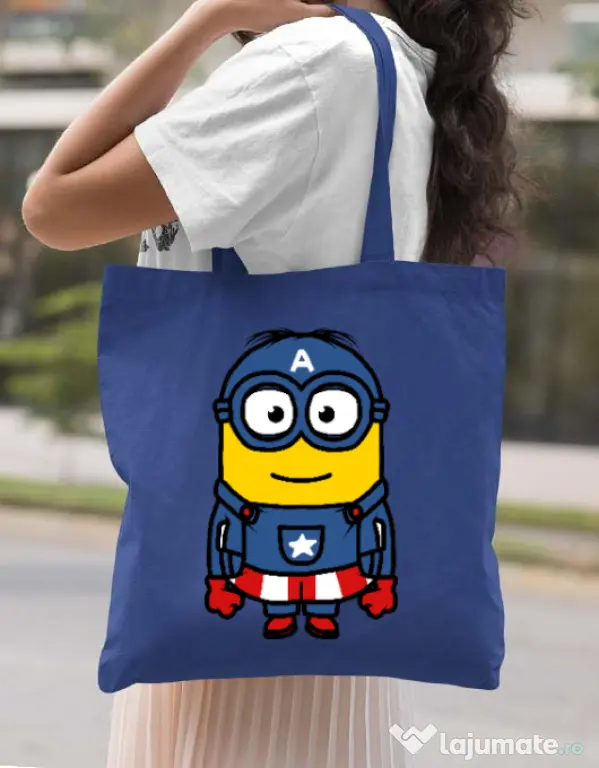 Sacosa din panza Captain minion Albastru regal