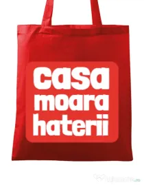 Sacosa din panza Casa moara haterii Rosu