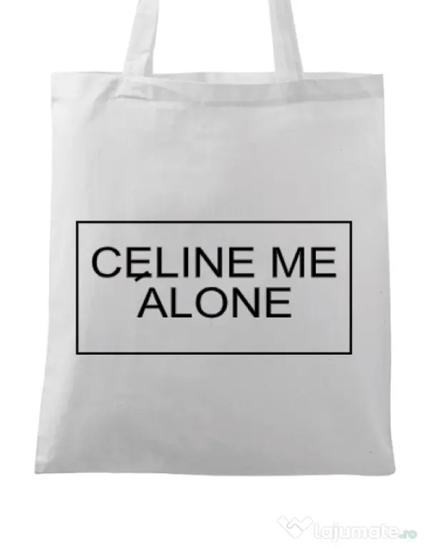 Sacosa din panza Celine me alone Alb