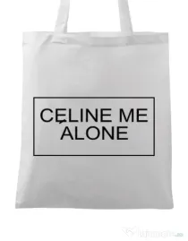 Sacosa din panza Celine me alone Alb