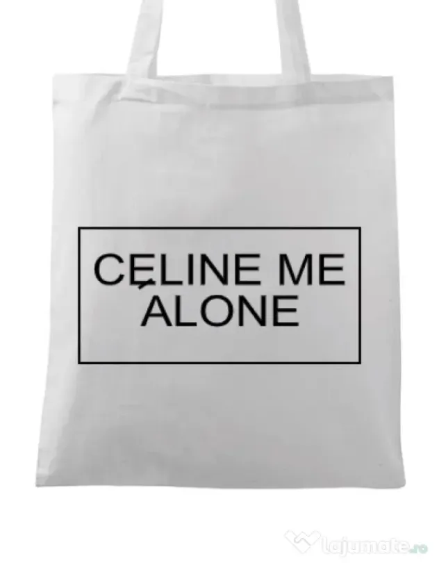 Sacosa din panza Celine me alone Alb