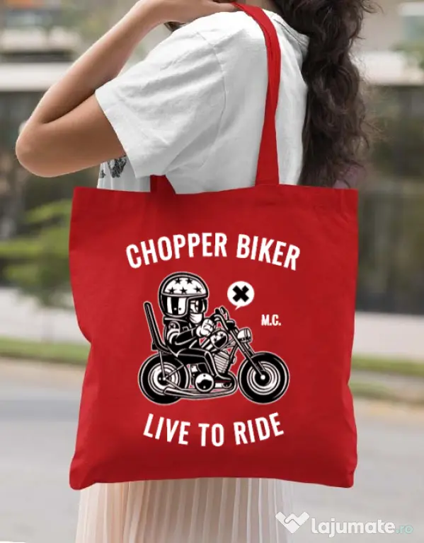 Sacosa din panza Chopper biker Rosu