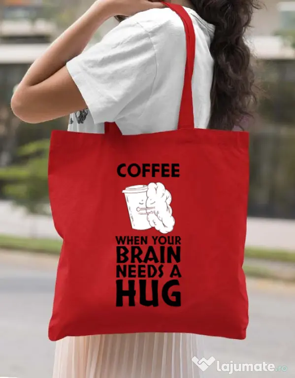 Sacosa din panza Coffee Rosu
