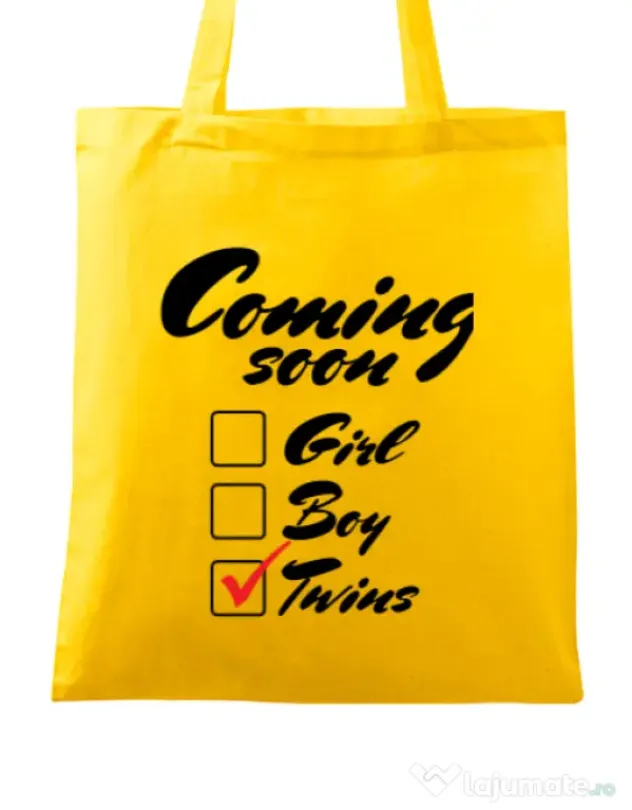 Sacosa din panza Coming soon 2 Galben
