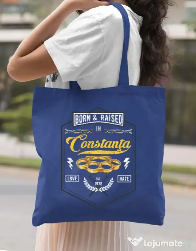 Sacosa din panza Constanta Albastru regal