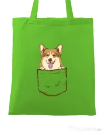 Sacosa din panza Corgi in The Pocket Verde mar