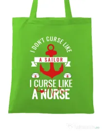 Sacosa din panza Curse like a nurse Verde mar