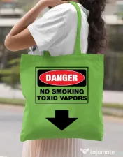 Sacosa din panza Danger No Smoking Verde mar