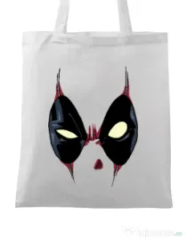 Sacosa din panza Deadpool mask Alb