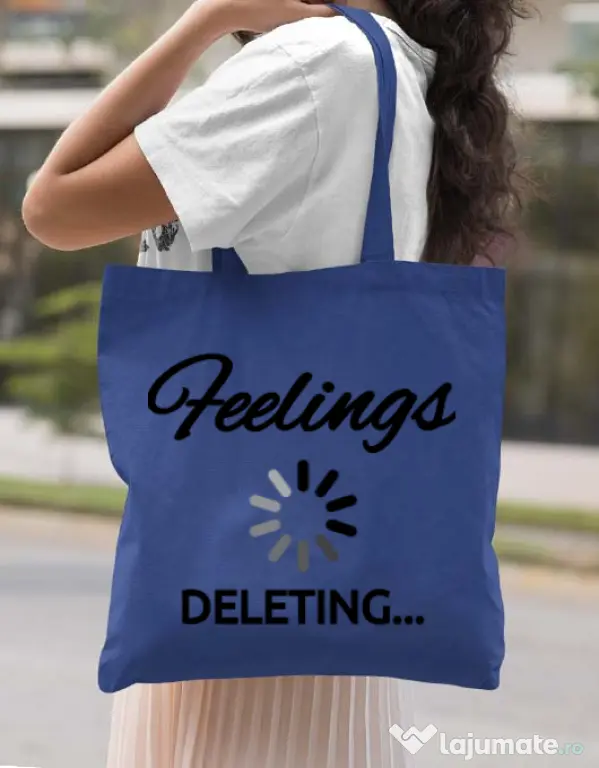 Sacosa din panza Deleting feelings Albastru regal