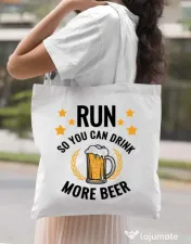 Sacosa din panza Drinking more beer Alb