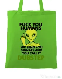 Sacosa din panza Dubstep alien Verde mar